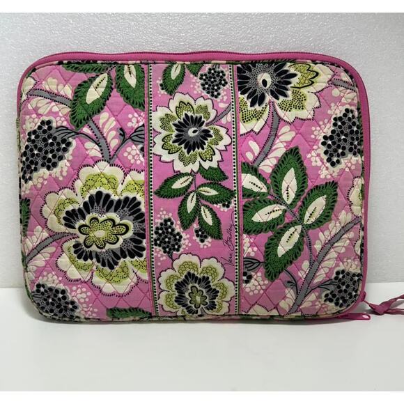 Vera Bradley PRISCILLA PINK Laptop Sleeve Tech Tote Case Zip Around Quilted - Picture 2 of 4